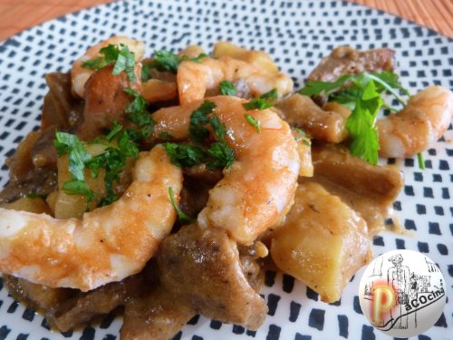 Níscalos con langostinos y patatas final Níscalos con langostinos y patatas final