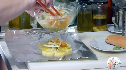 Salmón en papillote capas Salmón en papillote capas