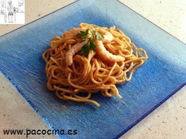Espaguetis con langostinos Espaguetis con langostinos