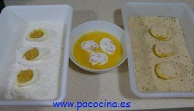 Huevos rellenos fritos Huevos rellenos fritos