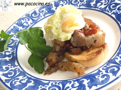 Panceta con huevos de codorniz Panceta con huevos de codorniz