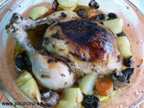 Pollo a la mostaza, asado al estilo francés Pollo a la mostaza, asado al estilo francés