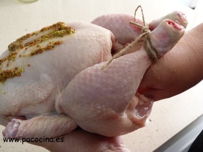 Pollo a la mostaza, asado al estilo francés untar Pollo a la mostaza, asado al estilo francés untar